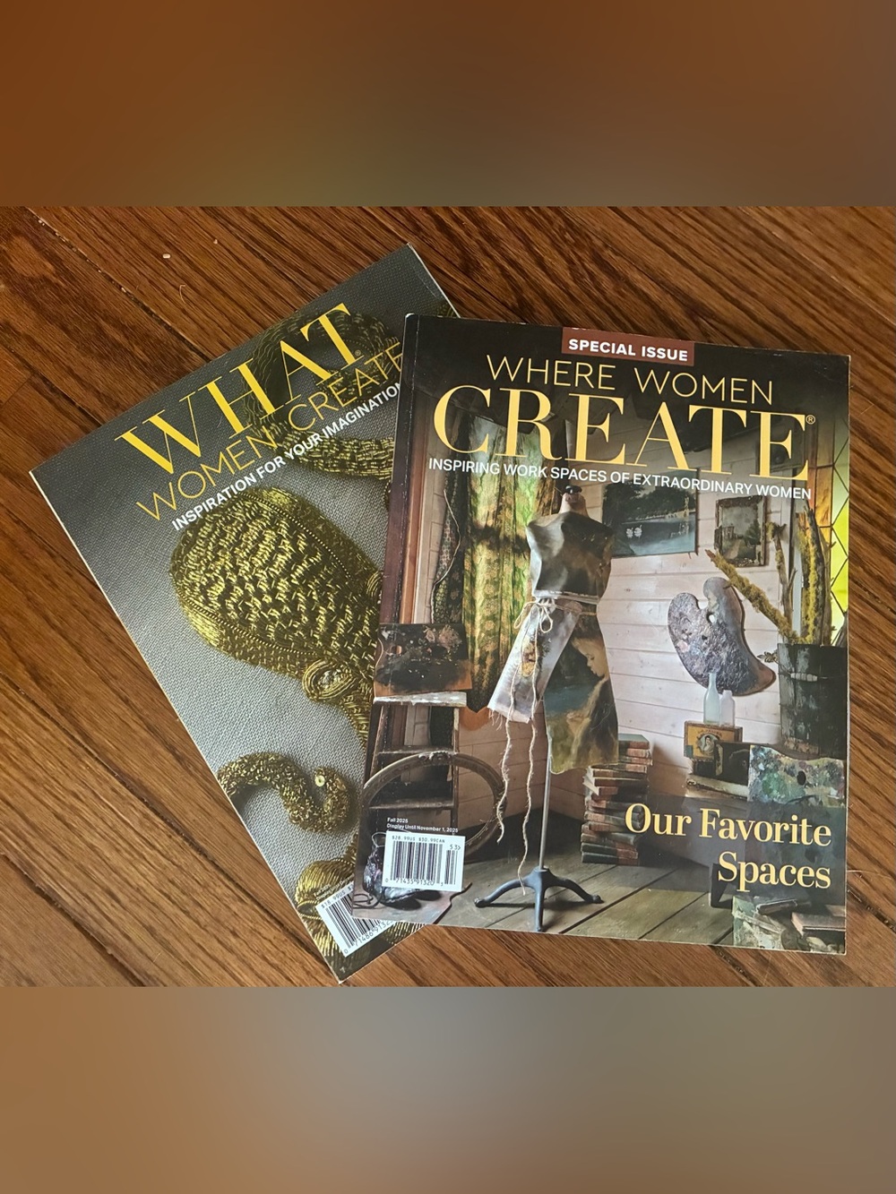 What & Where Women Create Magazines - Brown & Gold Covers